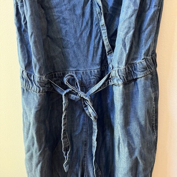 Talbots Jumpsuit Sz 10 Womens Blue Chambray Wide Leg Sleeveless Pants Ret $129 - Picture 5 of 12